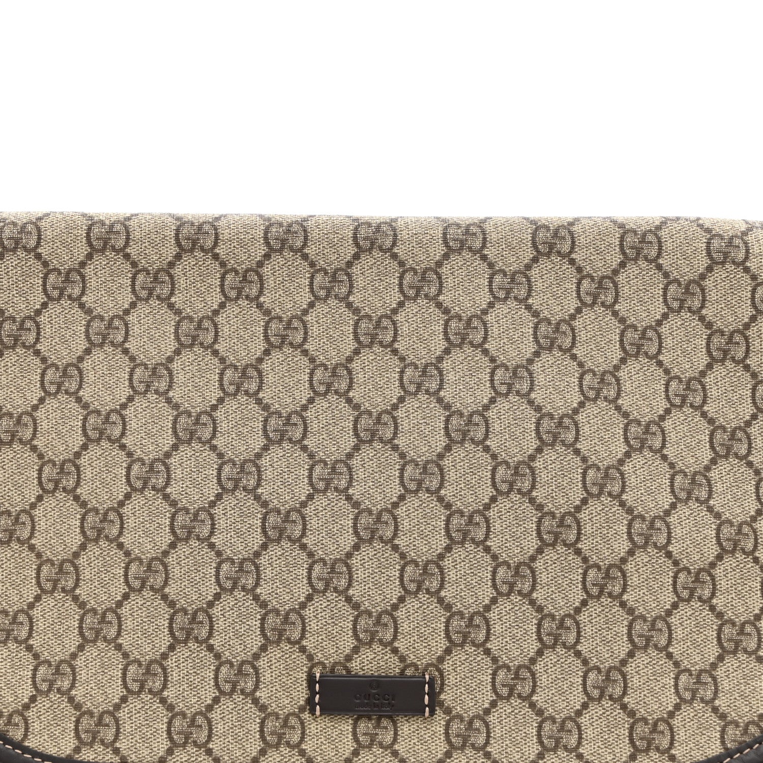 Gucci GG Plus Monogram Medium Double Buckle Flap Messenger Bag Beige Dark Brown 8 of 10