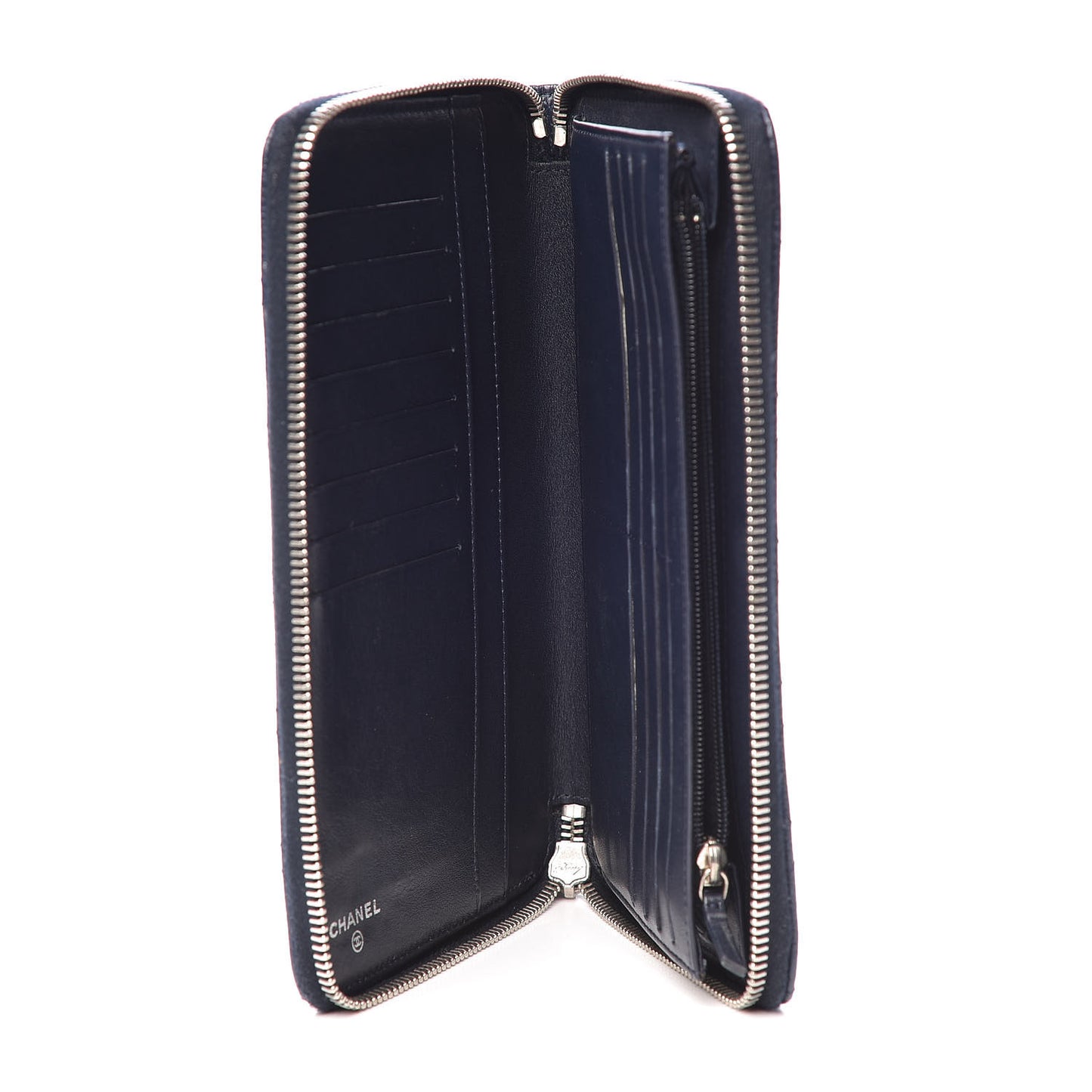 Caviar Quilted Large Zip Around Organizer Wallet Blue