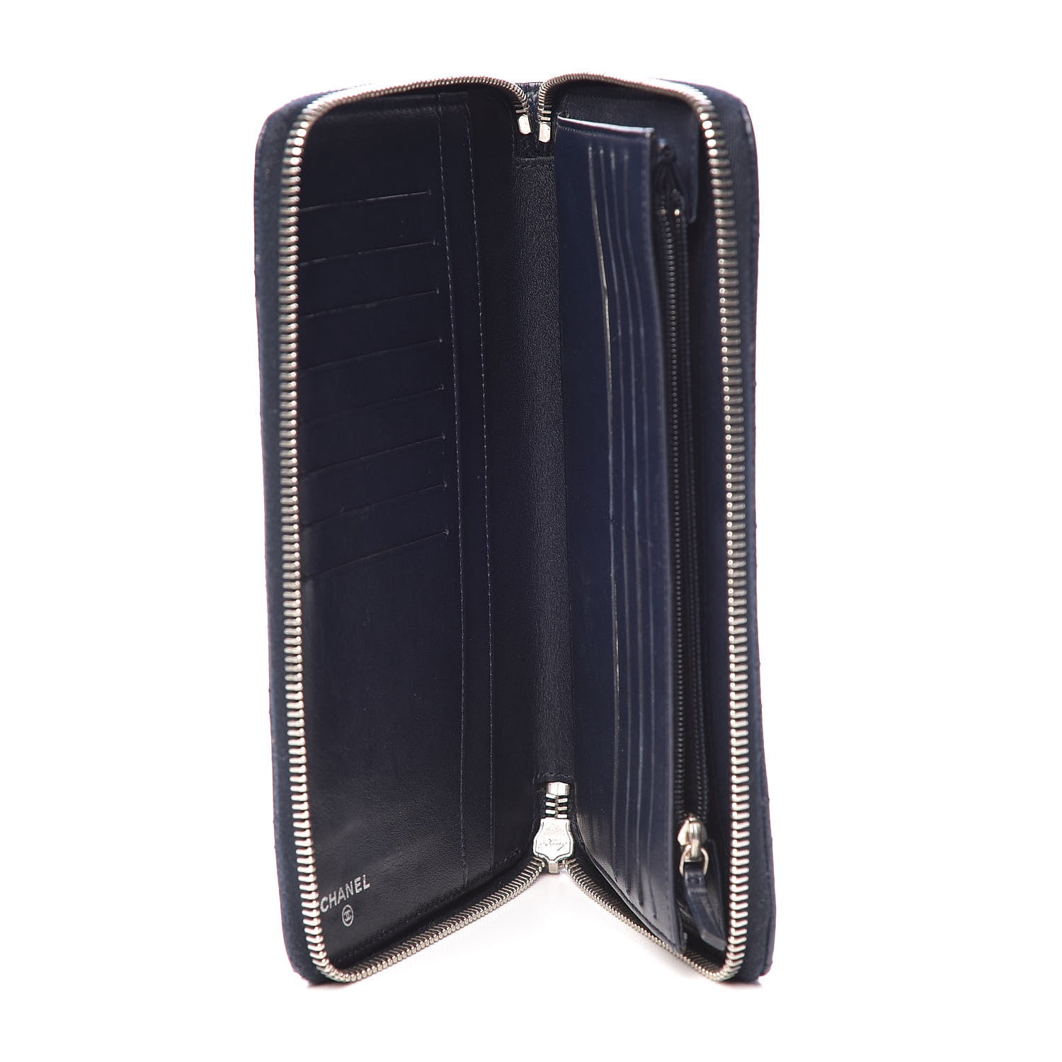 Chanel Caviar Quilted Large Zip Around Organizer Wallet Blue 5 of 9