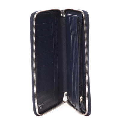 Chanel Caviar Quilted Large Zip Around Organizer Wallet Blue 5 of 9