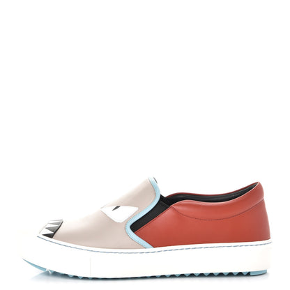 Fendi Vitello Elite Calfskin Monster Bug Slip On Sneakers 39 Multi 1 of 12