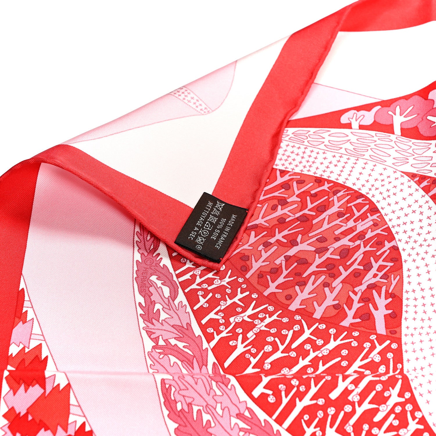 Hermes Silk A Travers Champs Scarf 90 Rouge Rose Multicolor 3 of 5