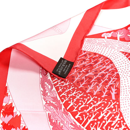 Hermes Silk A Travers Champs Scarf 90 Rouge Rose Multicolor 3 of 5