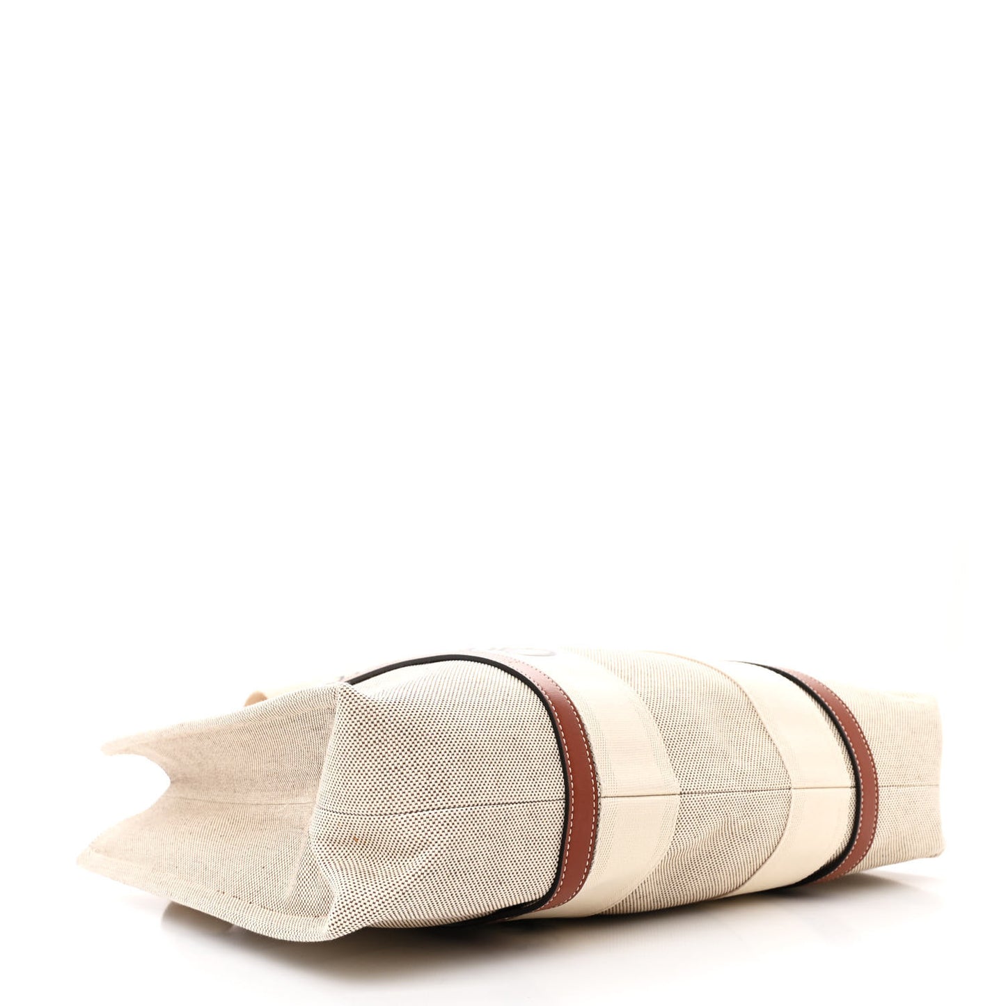 Cotton Calfskin Large Woody Ribbon Tote White Brown