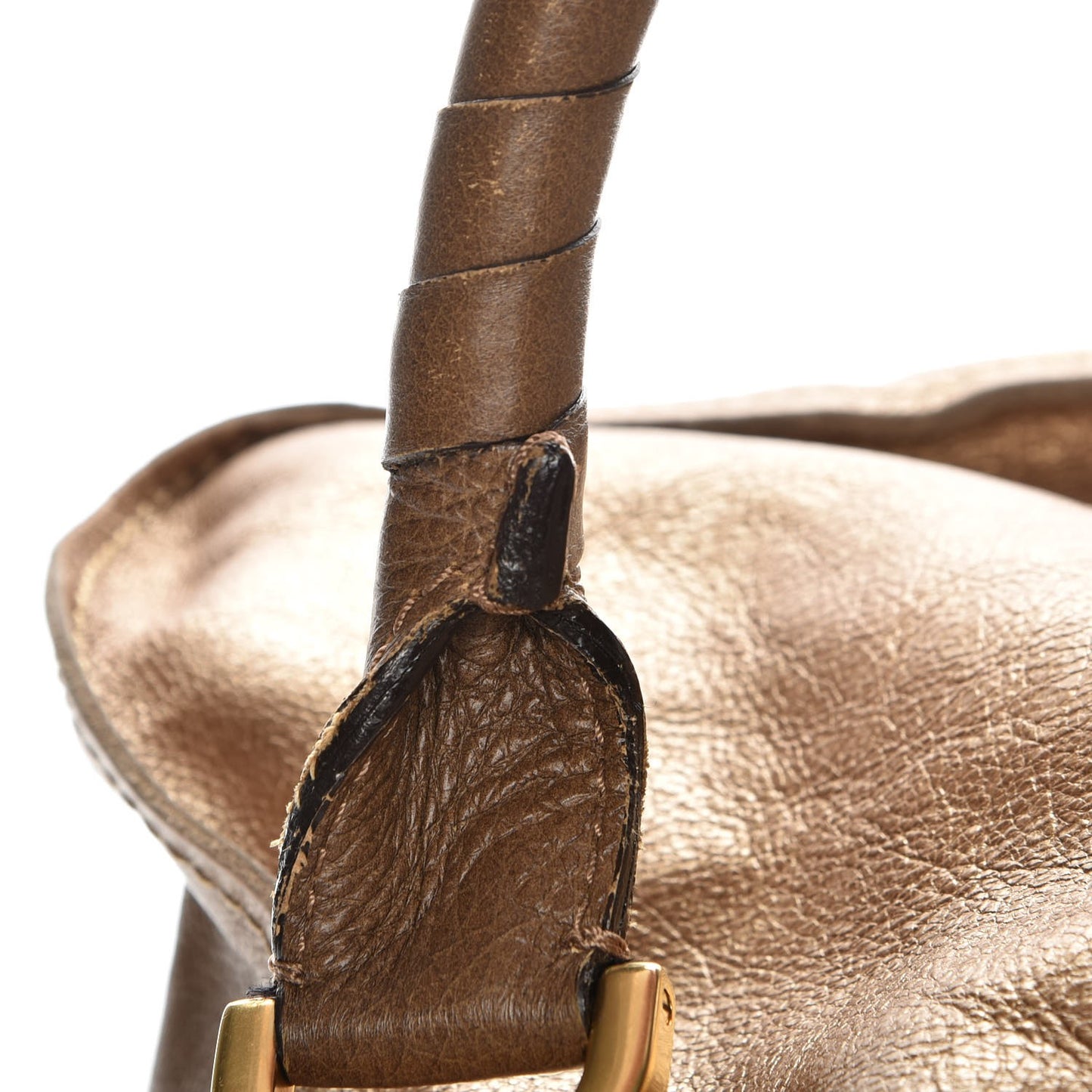 Metallic Calfskin Medium Marcie Satchel Gold