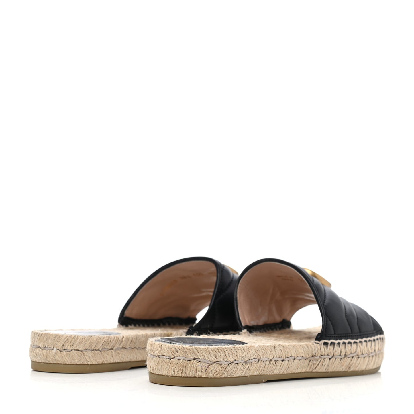 Nappa Matelasse GG Marmont Espadrille Slide Sandals 38.5 Black