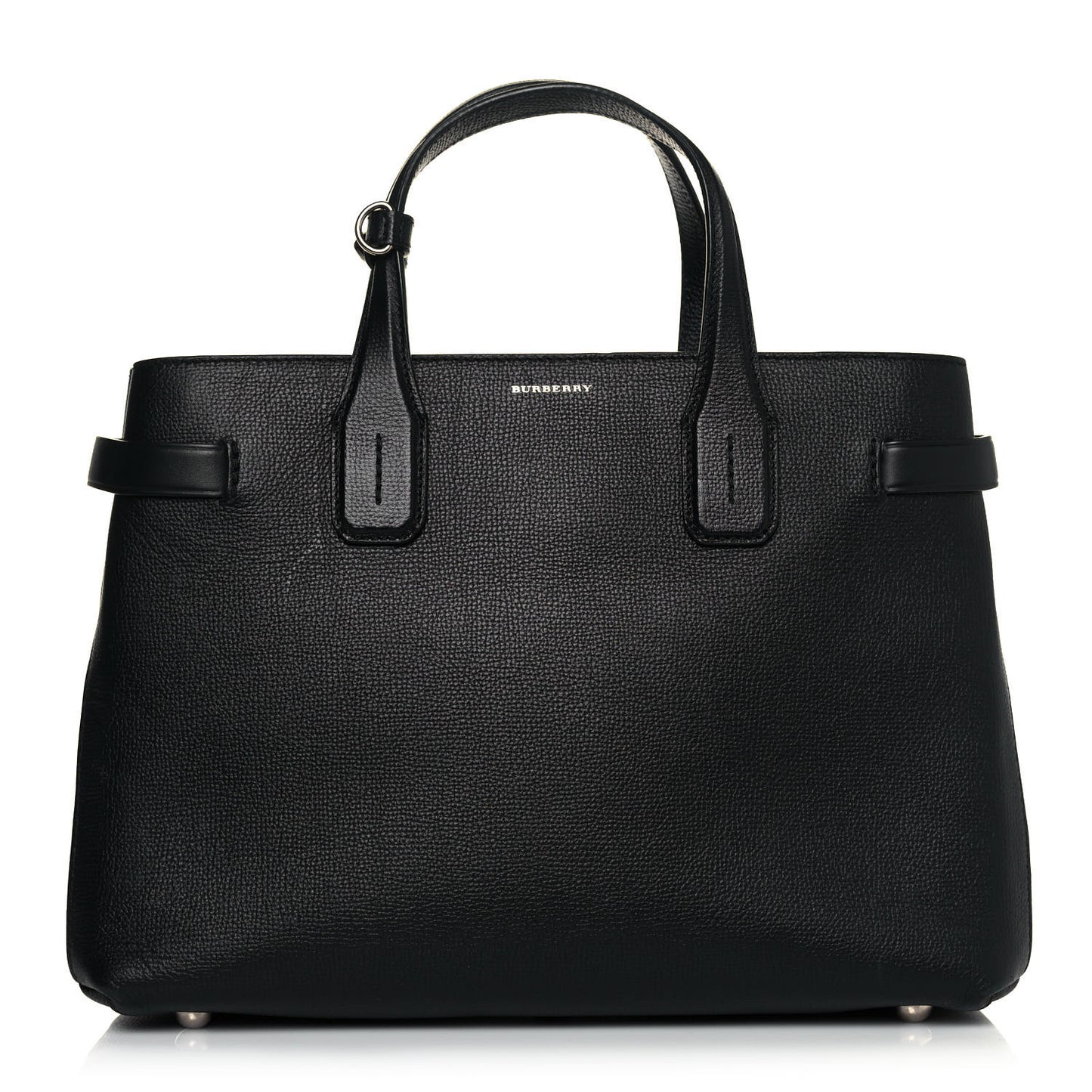 Grainy Calfskin House Check Medium Banner Tote Black