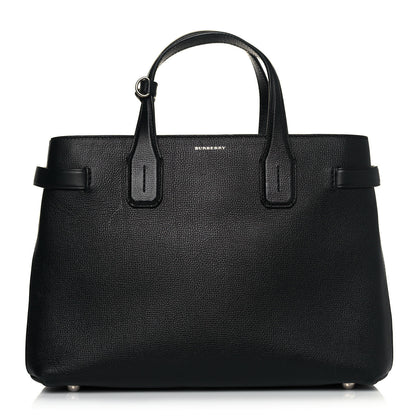 Burberry Grainy Calfskin House Check Medium Banner Tote Black 1 of 12