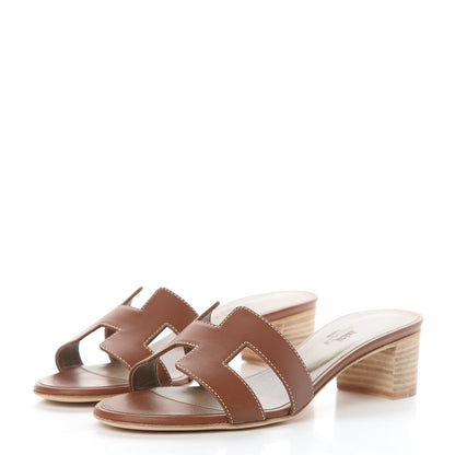 Hermes Calfskin Oasis Sandals 37 Gold 3 of 8
