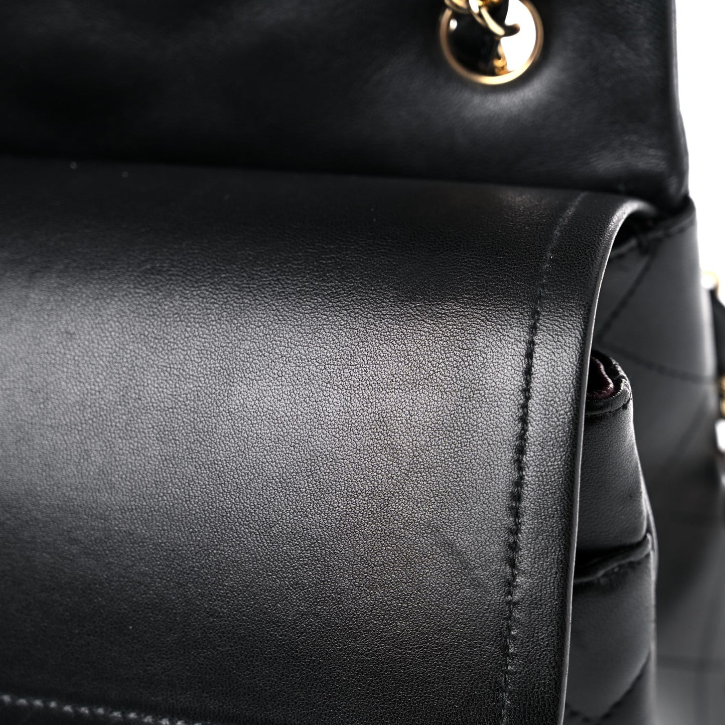 Lambskin Quilted Jumbo Double Flap Black
