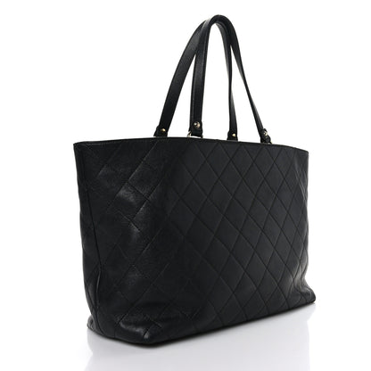 Chanel Sheepskin Caviar Quilted Large Shopping Tote Black 3 of 9