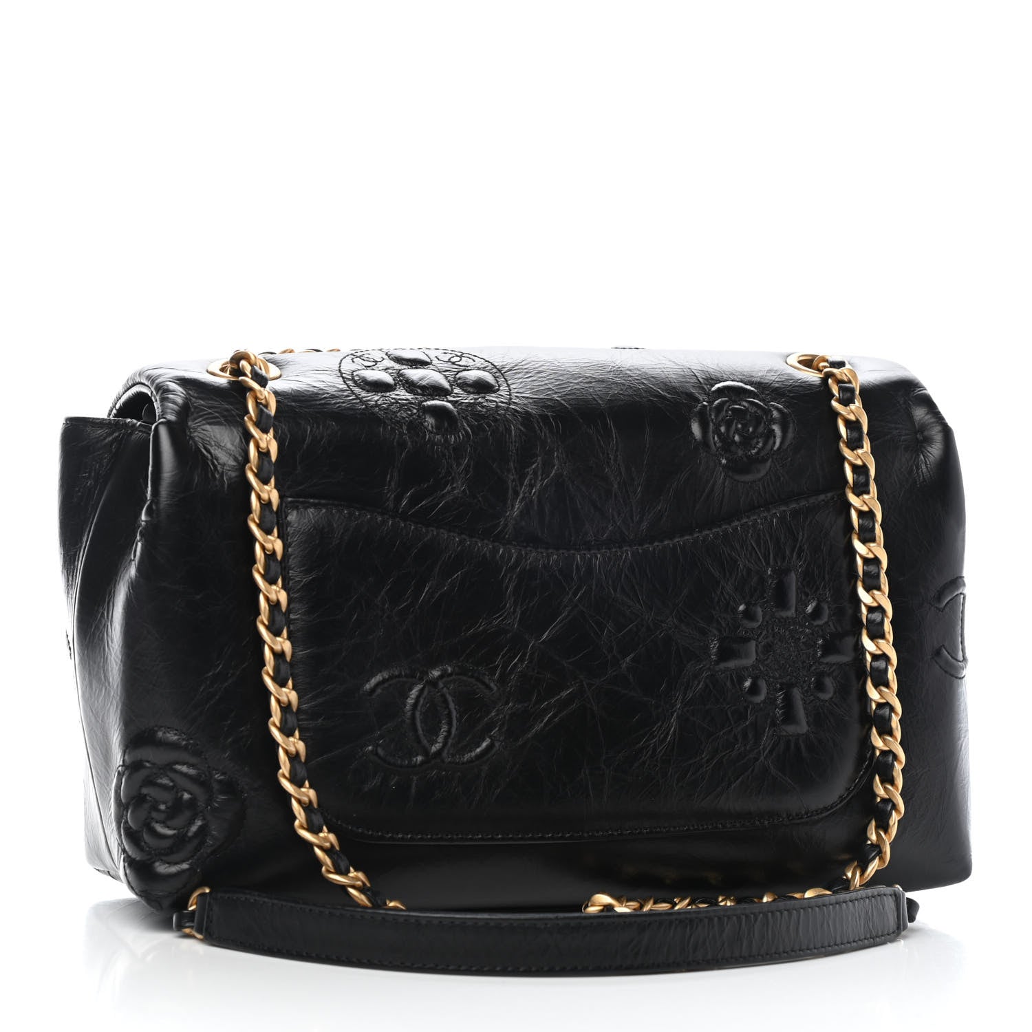 Chanel Crumbled Calfskin Embossed Flap Black 3 of 9