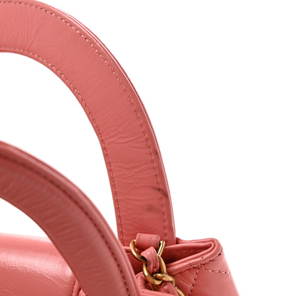 Chanel Shiny Aged Calfskin Quilted Nano Kelly Shopper Coral Pink 13 of 14