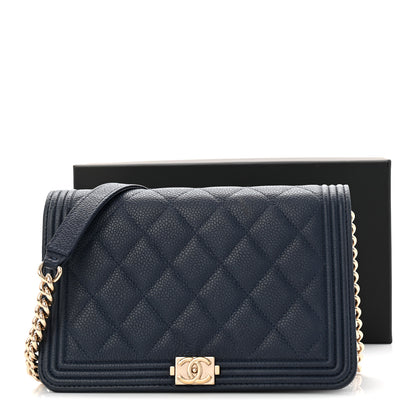 Chanel Caviar Quilted Boy Wallet On Chain WOC Navy 12 of 12