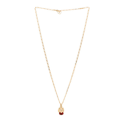 Gucci 18K Yellow Gold Diamond Fire Opal Lion Head Necklace 3 of 4