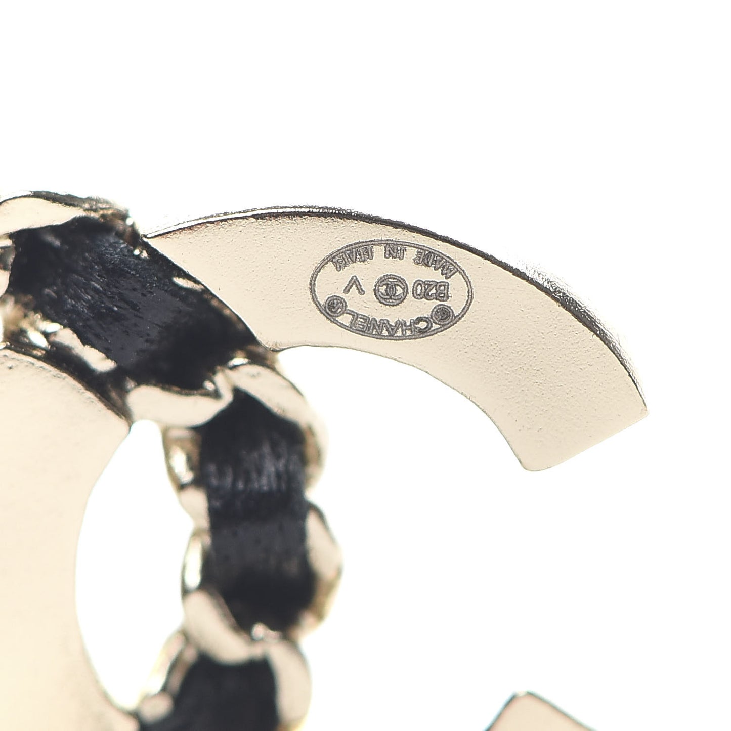 Crystal Baguette Lambskin Chain CC Vintage Allure Stud Earrings Black Gold