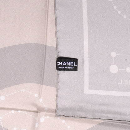 Chanel Silk Camellia Constellation CC Reversible Square Scarf Pink Grey 4 of 5