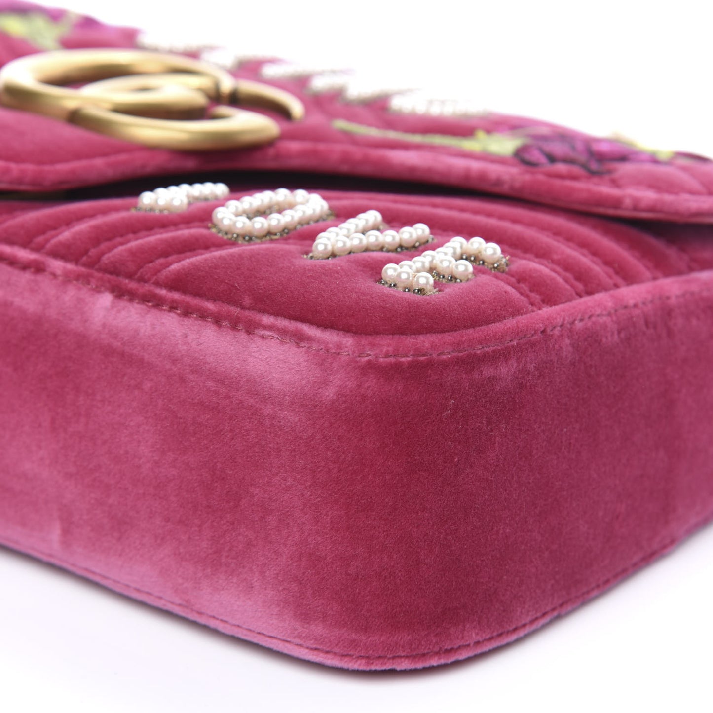 Velvet Matelasse Blind for Love Embroidered Medium GG Marmont Shoulder Bag Light Raspberry Rose Multicolor