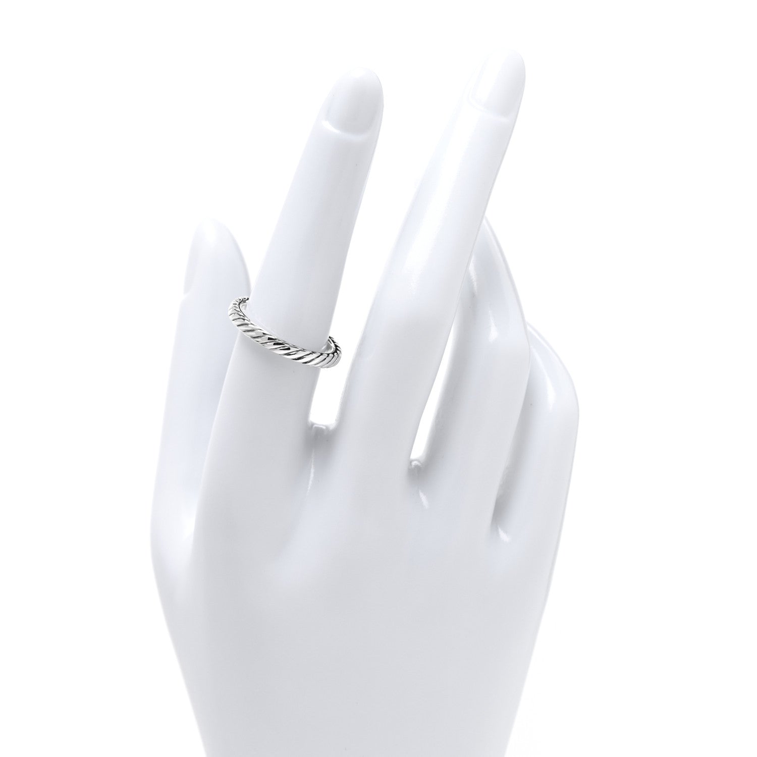 David Yurman Sterling Silver Cable Classics Band Ring 54 7 2 of 4