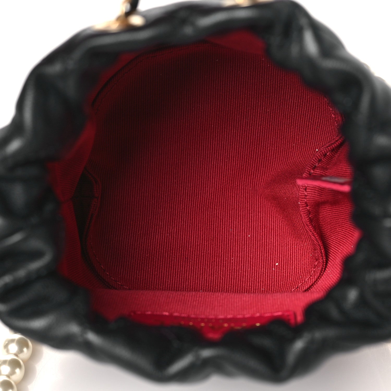 Chanel Calfskin Quilted Pearl Mini About Pearls Drawstring Bucket Bag Black 5 of 9