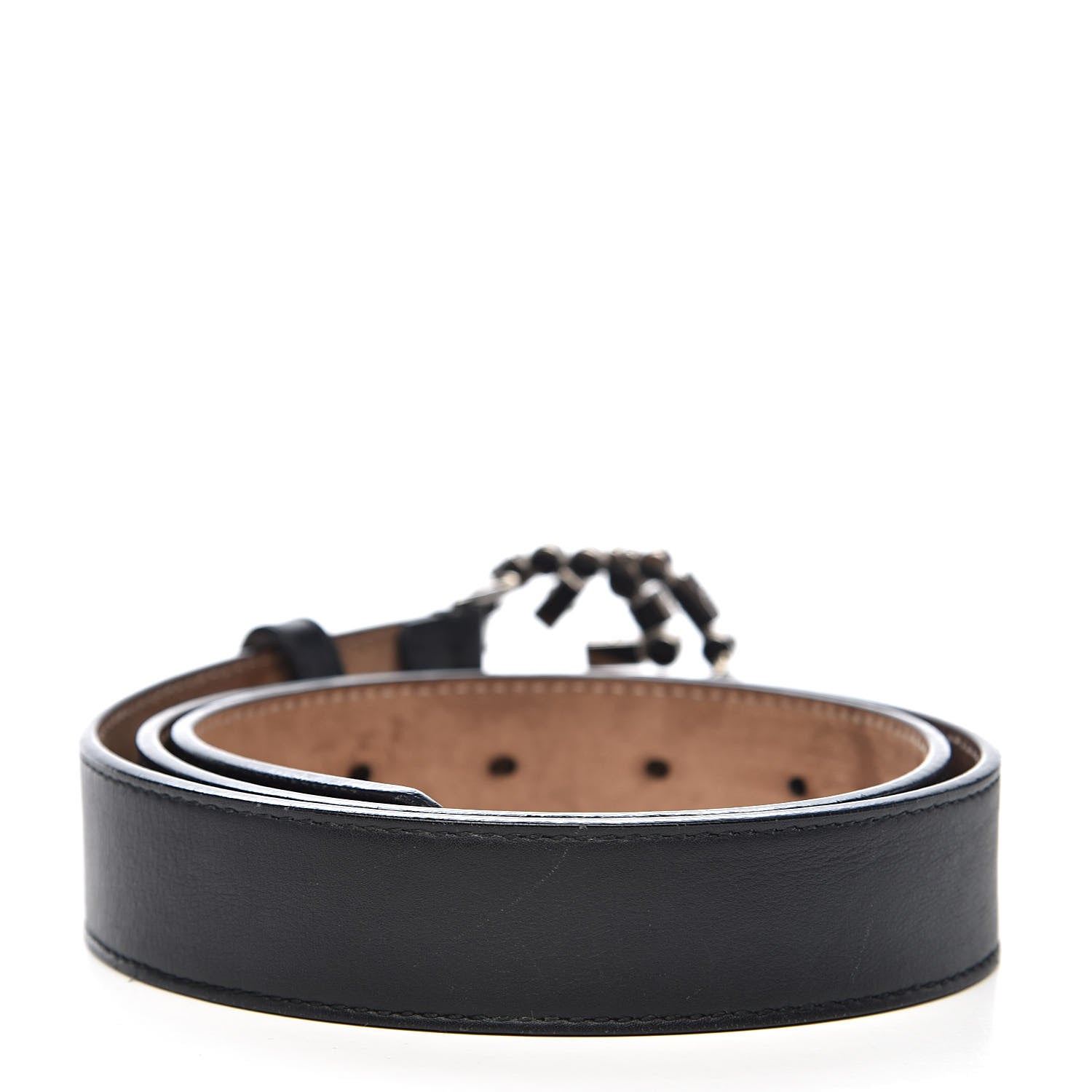 Gucci Calfskin Crystal Interlocking G Belt 80 32 Black 3 of 11
