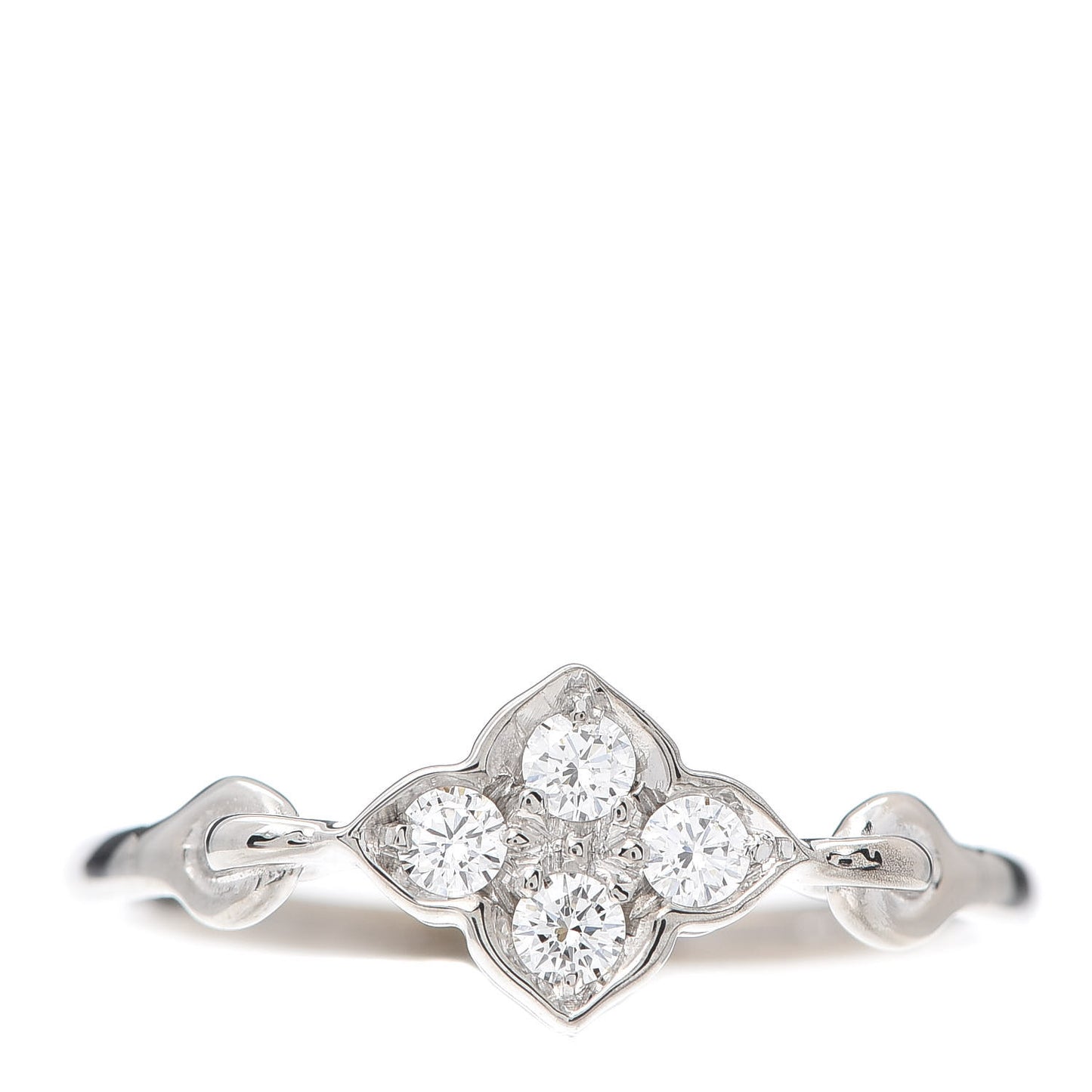 18K White Gold Diamond Hindu Floral Ring 47 4