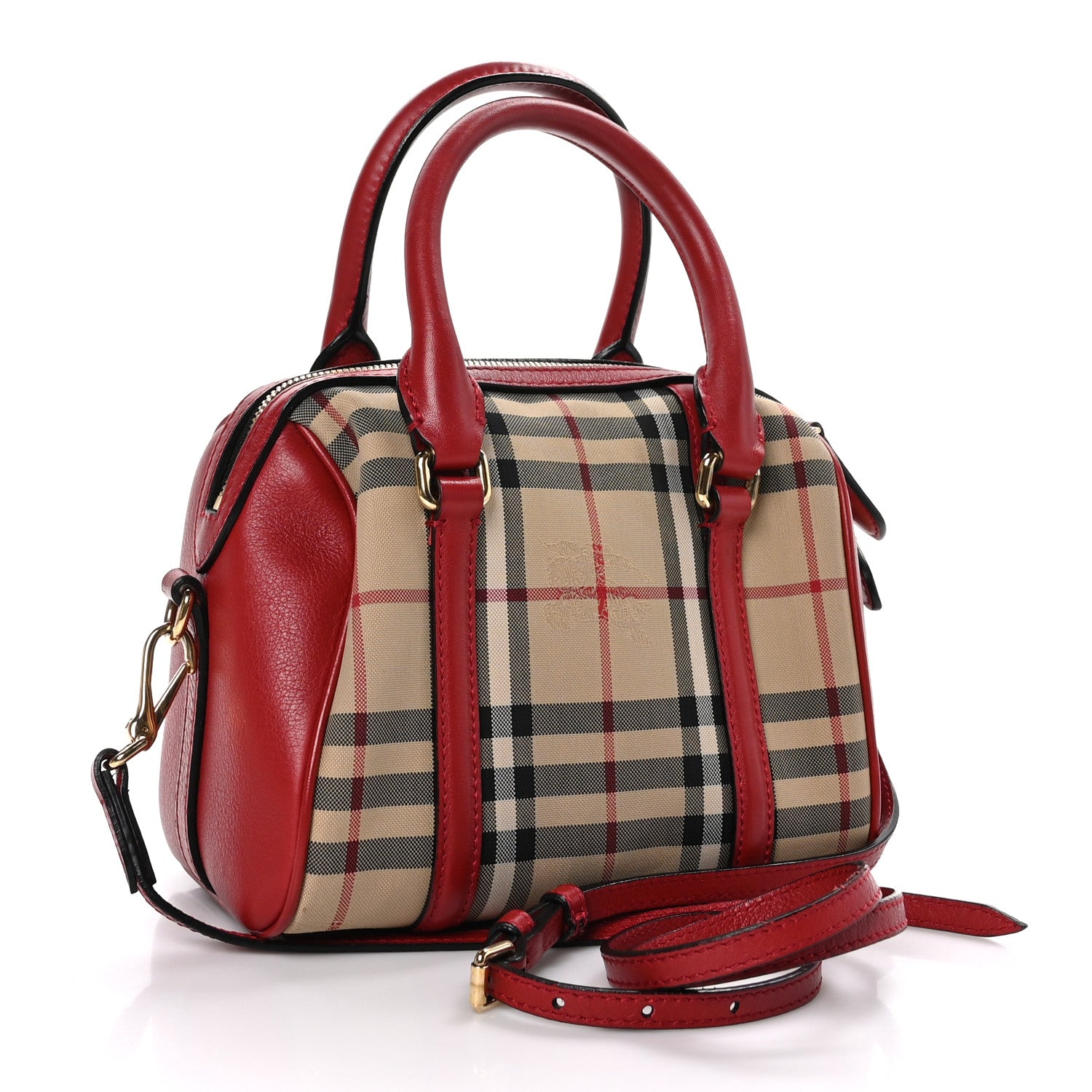 Burberry Horseferry Check Small Alchester Bowling Bag Red 3 of 12
