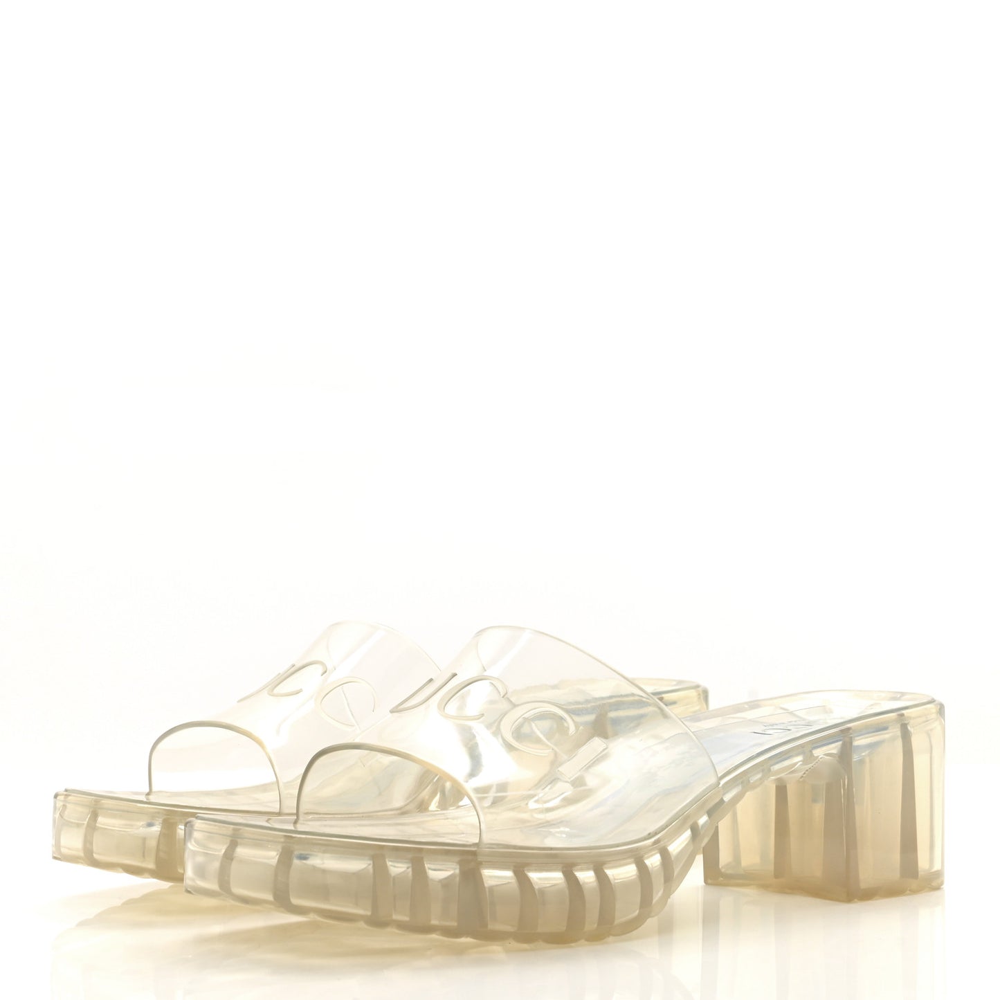 Rubber Gucci Logo Womens Platform 20/60mm Slide Sandals 39 Transparent