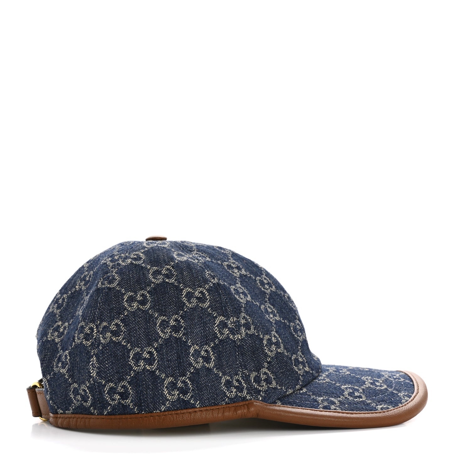 Washed Jacquard Denim Nappa GG Monogram Oscar Baseball Hat S Denim Cuir