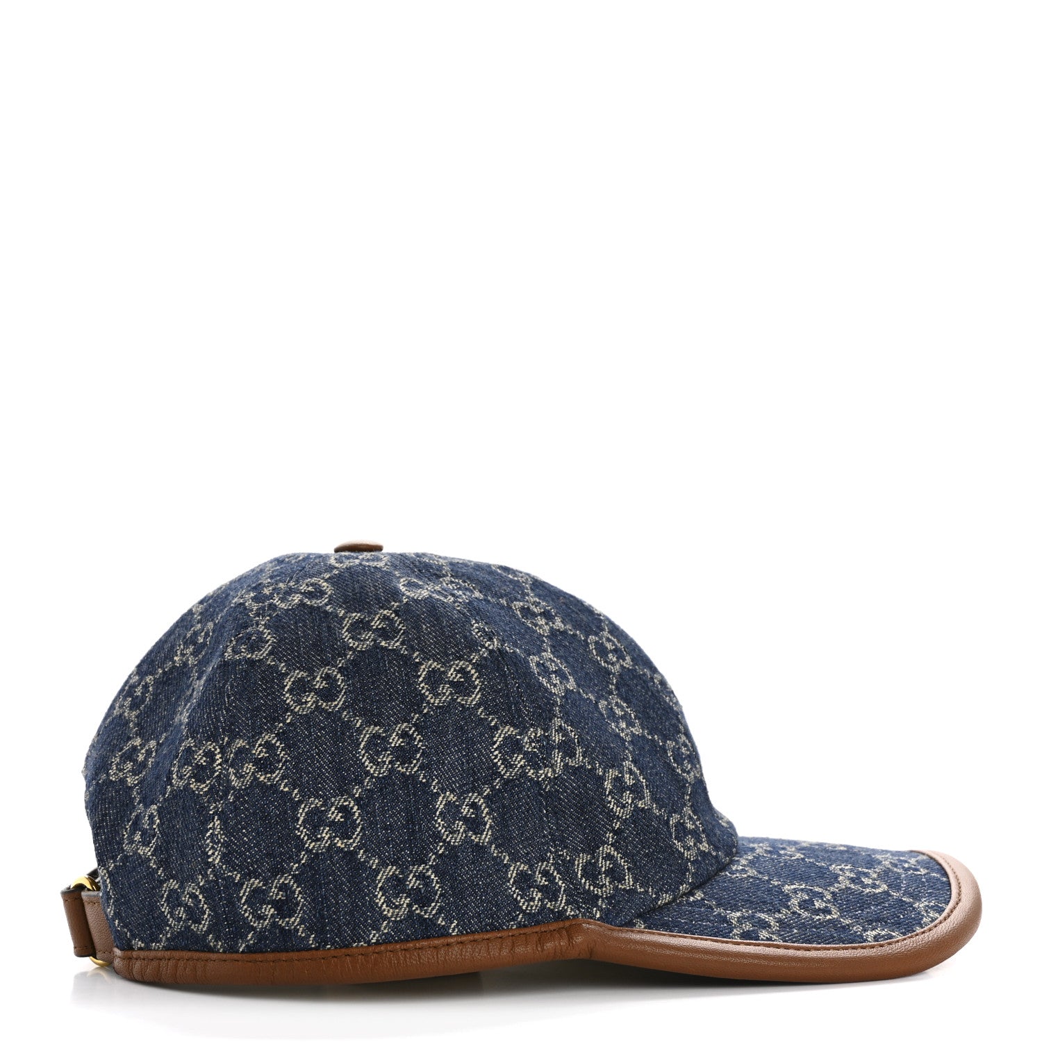 Gucci Washed Jacquard Denim Nappa GG Monogram Oscar Baseball Hat S Denim Cuir 6 of 10
