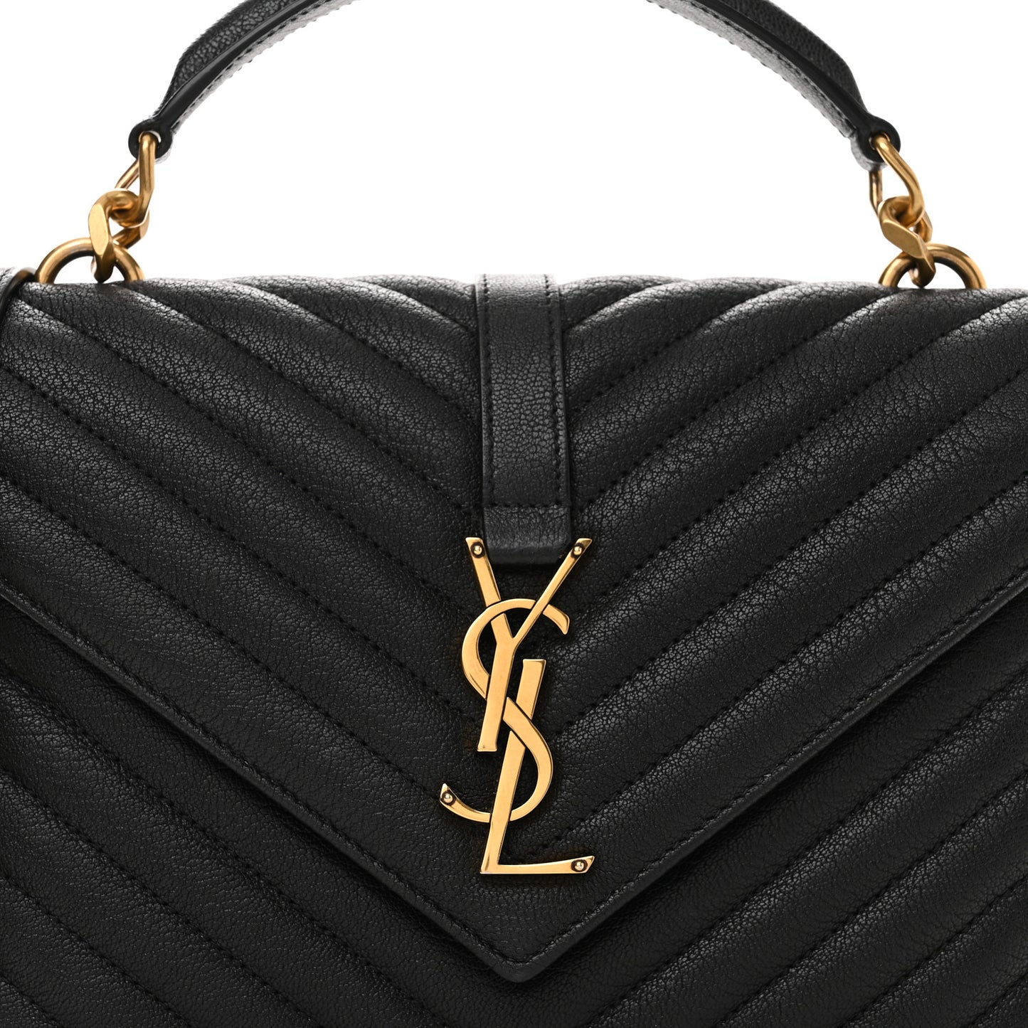 Sheepskin Matelasse Chevron Monogram Medium College Bag Black