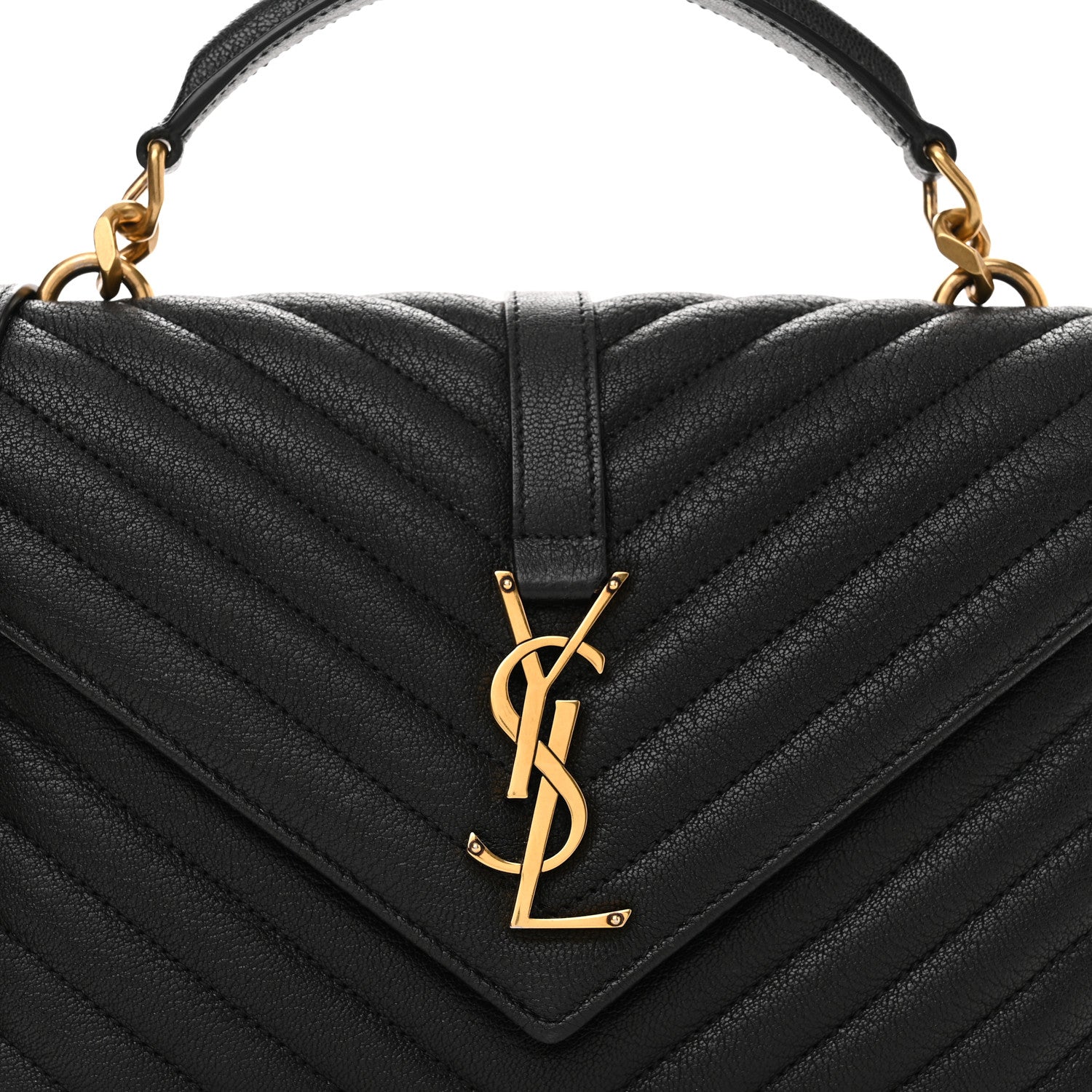Saint Laurent Sheepskin Matelasse Chevron Monogram Medium College Bag Black 8 of 11