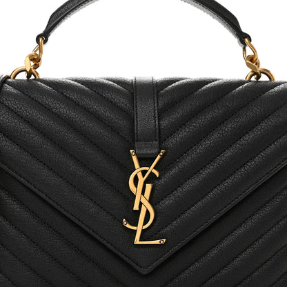 Saint Laurent Sheepskin Matelasse Chevron Monogram Medium College Bag Black 8 of 11