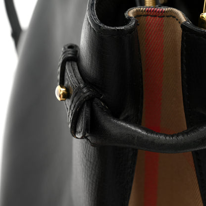 Burberry Grainy Calfskin House Check Medium Banner Tote Black 12 of 12