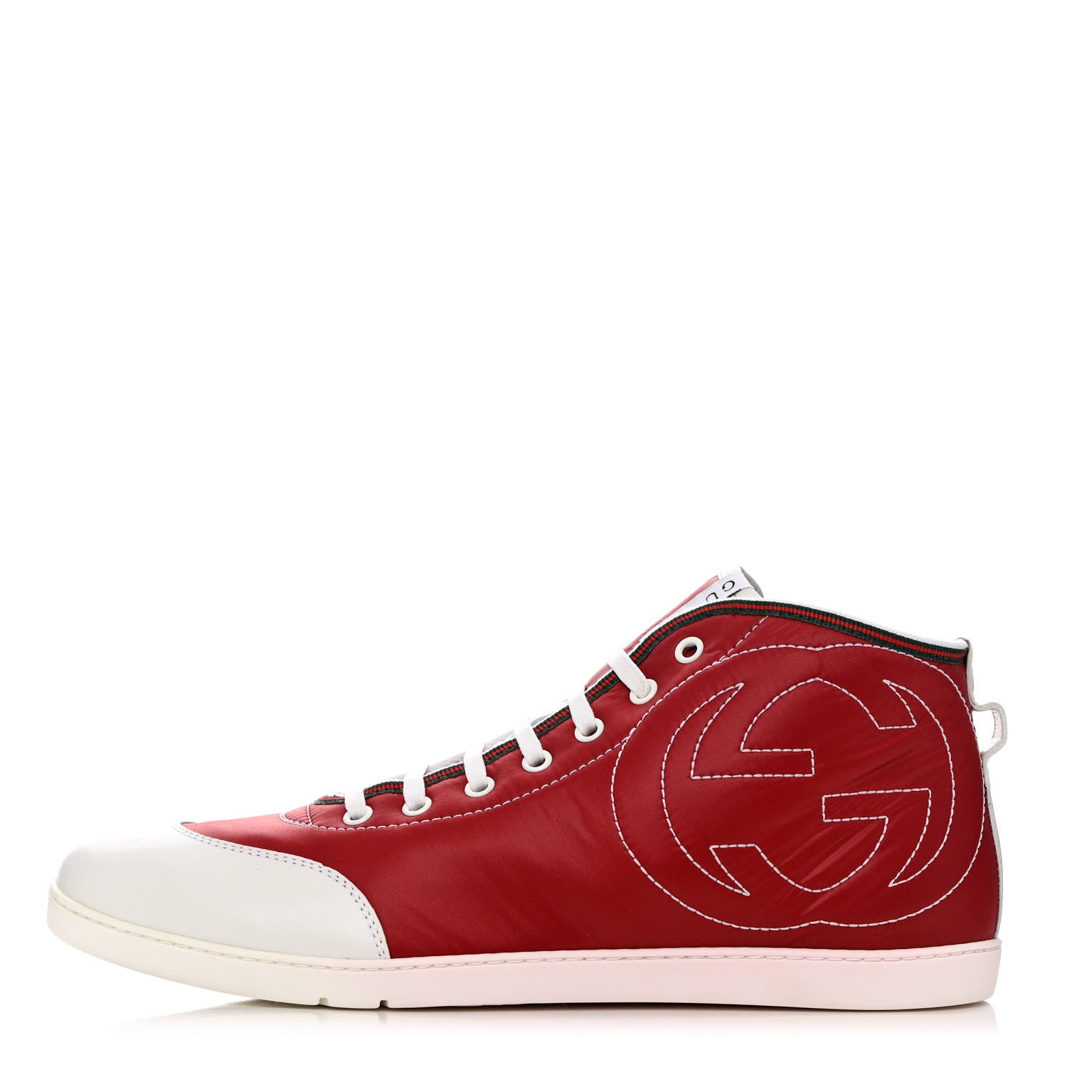 Gucci Nylon Calfskin Mens High Top Sneakers 8.5 Cerise 1 of 11