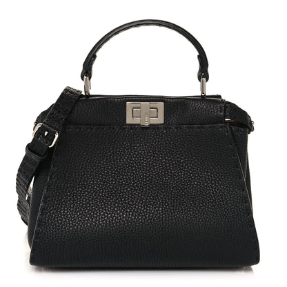 Fendi Cuoio Romano Selleria Bi-Color Mini Peekaboo Iconic Satchel Black Mou 1 of 13