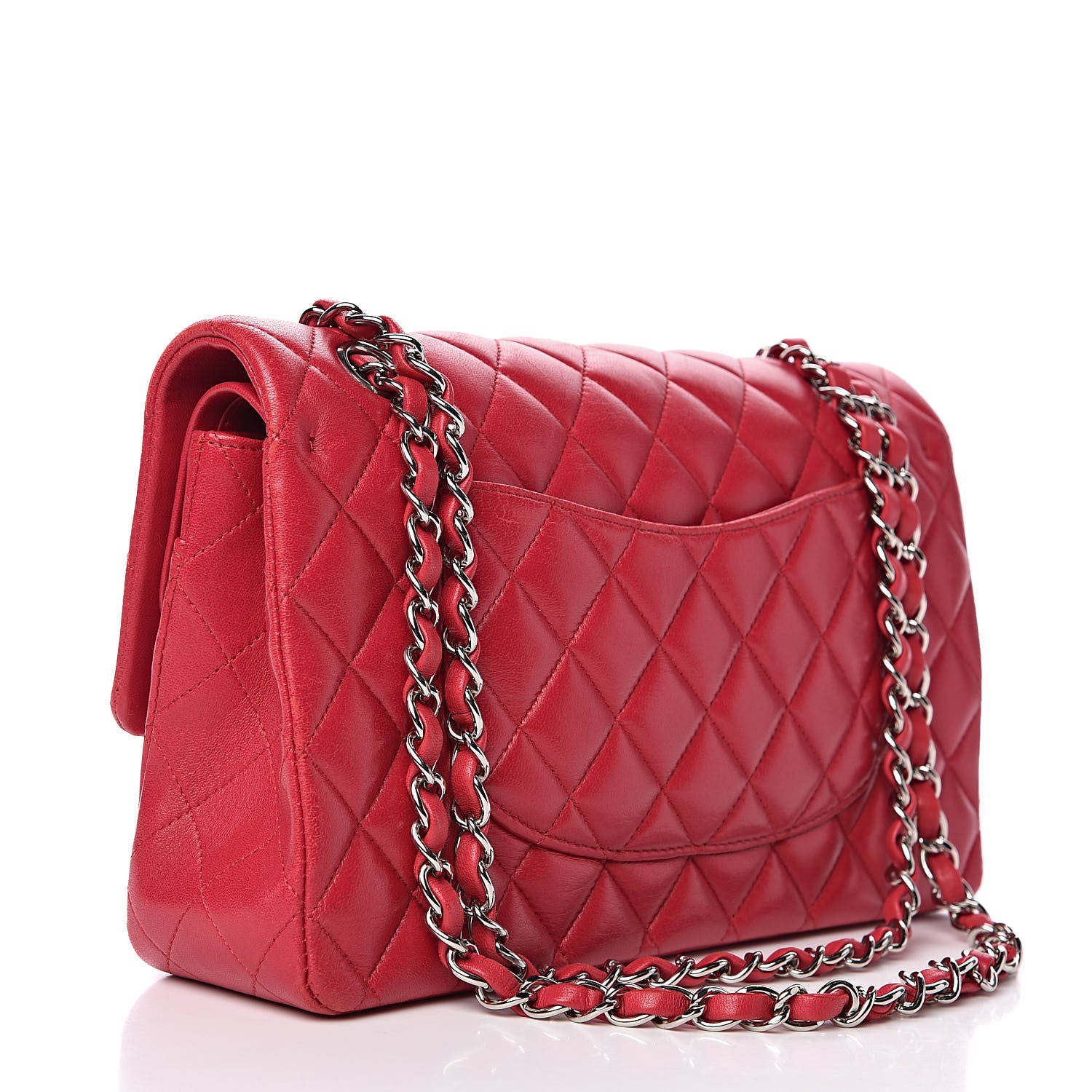 Chanel Lambskin Quilted Medium Double Flap Dark Pink 3 of 17