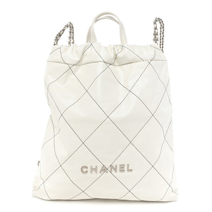 Chanel Shiny Calfskin Quilted Chanel 22 Backpack White Black 1 of 9