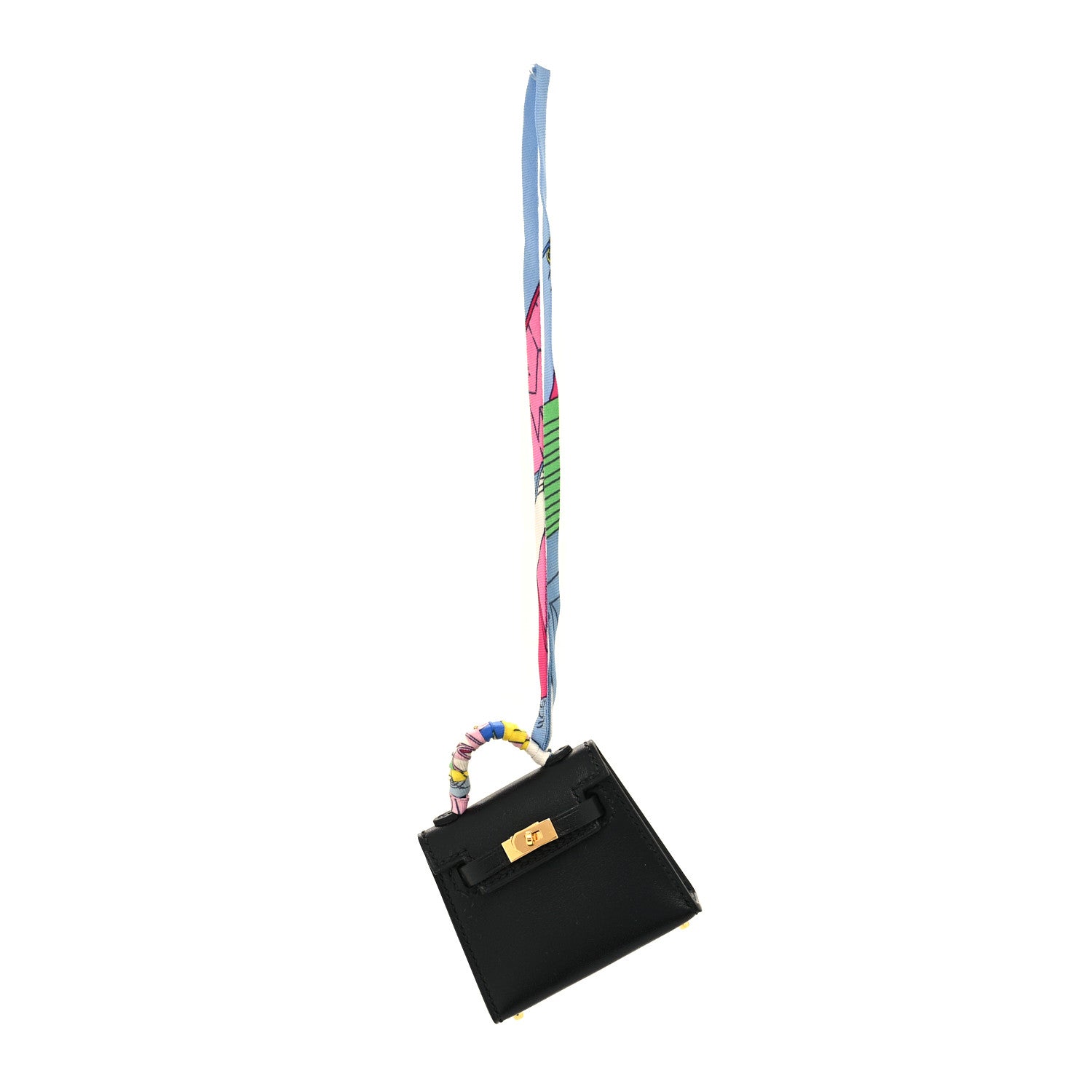 Hermes Tadelakt Mini Kelly Twilly Bag Charm Black 1 of 5
