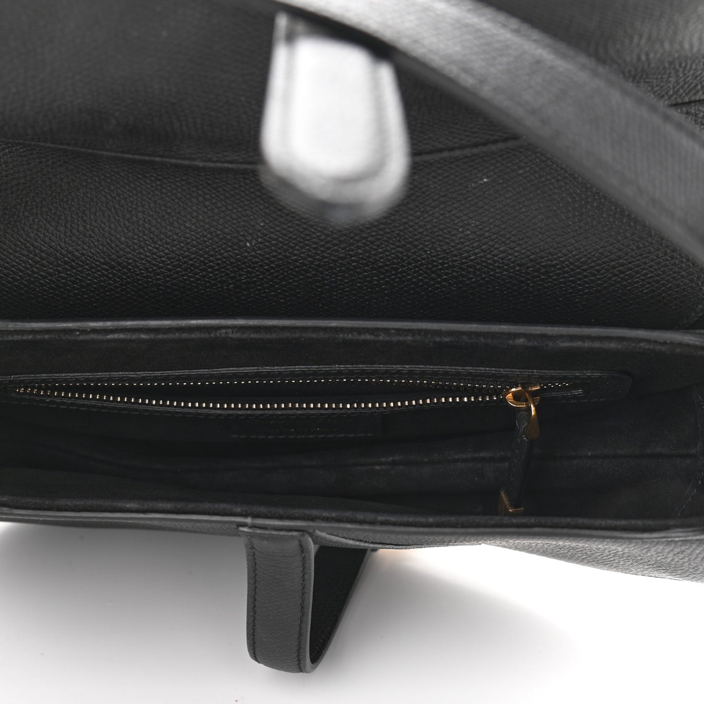 Grained Calfskin Saddle Bag Black