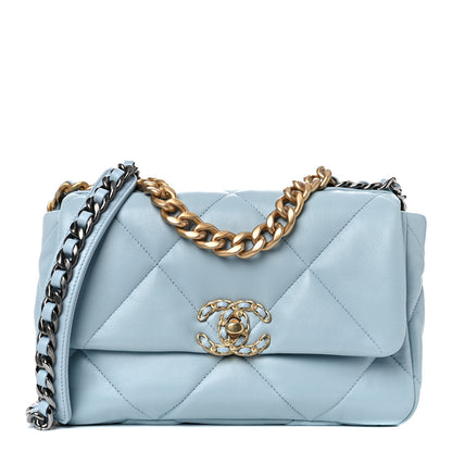 Chanel Lambskin Quilted Medium Chanel 19 Flap Light Blue 2 of 10