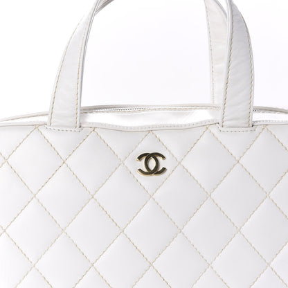 Chanel Calfskin Contrast Stitch Surpique Bowler White 14 of 14