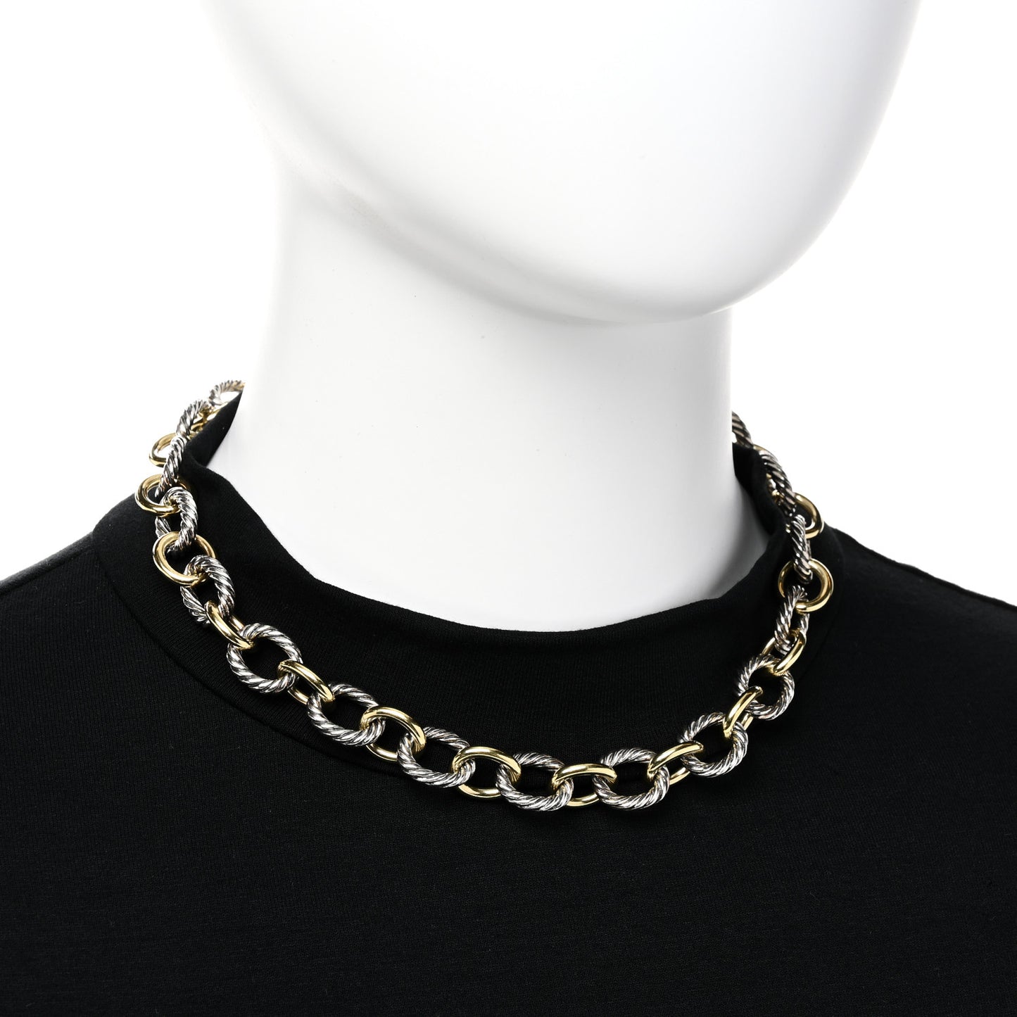 Sterling Silver 18K Yellow Gold 12mm Large Oval Link Necklace