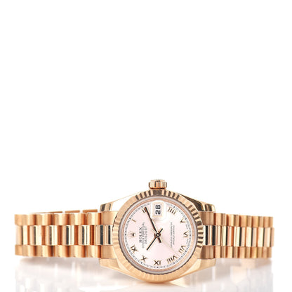 Rolex 18K Everose Gold 26mm Oyster Perpetual Datejust President Watch Champagne Roman 179175 3 of 6