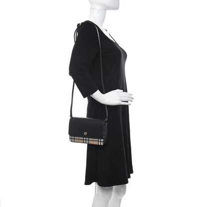 Burberry Calfskin Vintage Check New Hampshire Bag Black 2 of 9