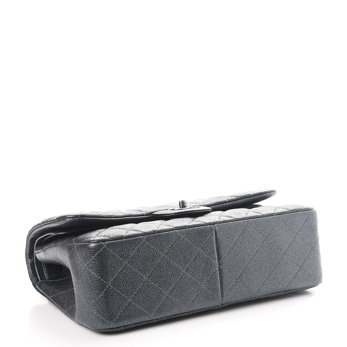 Metallic Caviar Quilted Jumbo Double Flap Dark Grey