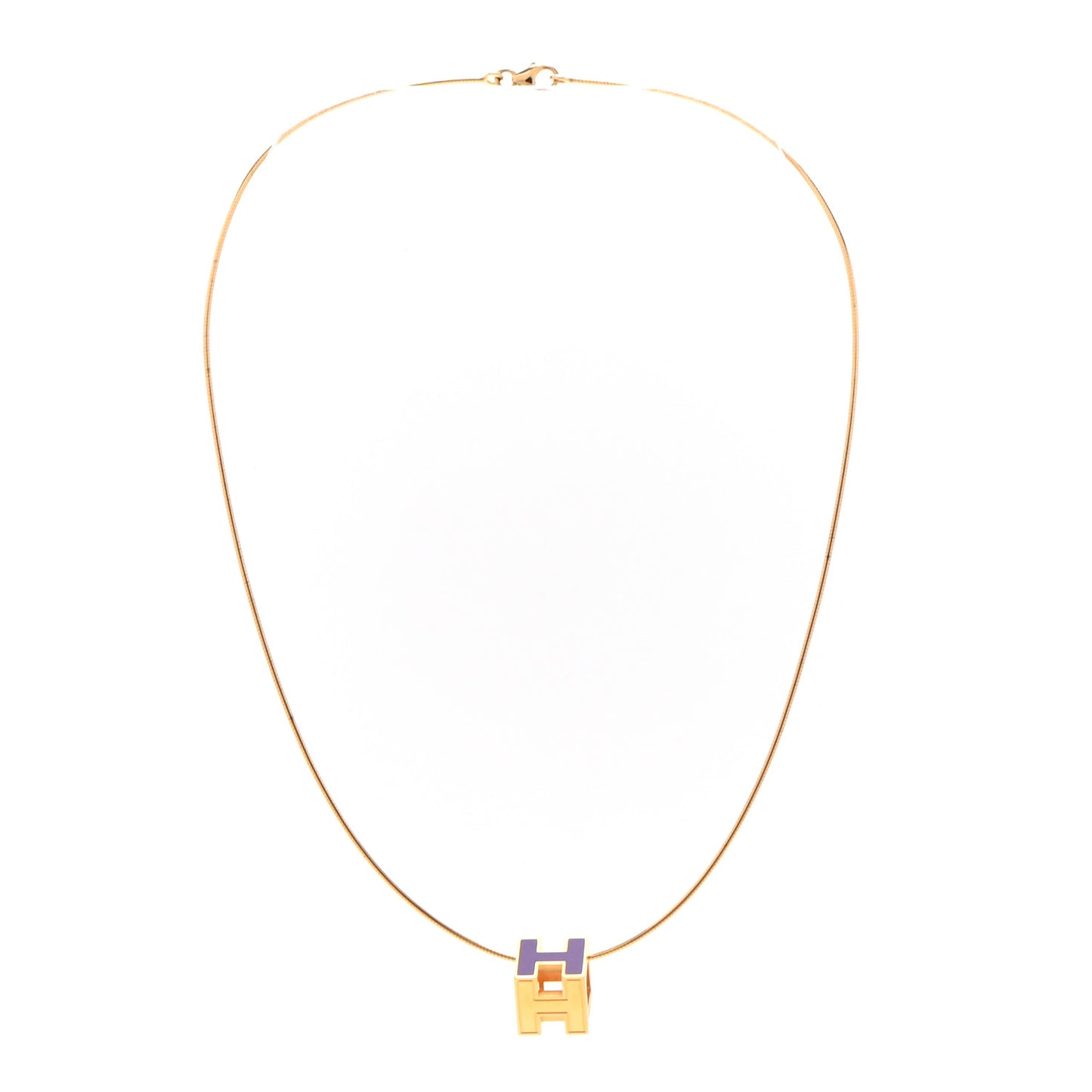 Gold Lacquered Cage d'H Pendant Necklace Pourpre