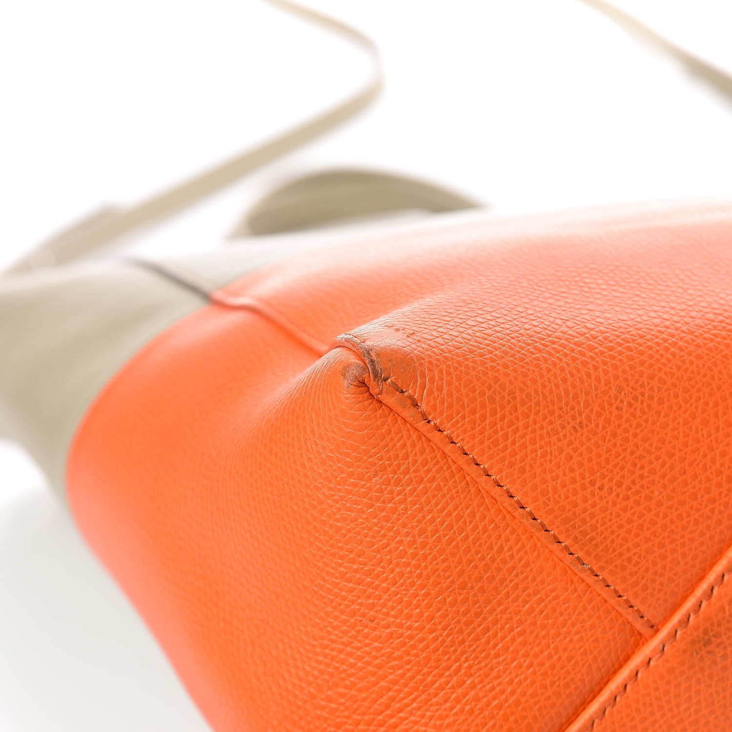 Celine Grained Calfskin Small Vertical Bi-Cabas Fluo Orange Taupe 19 of 23