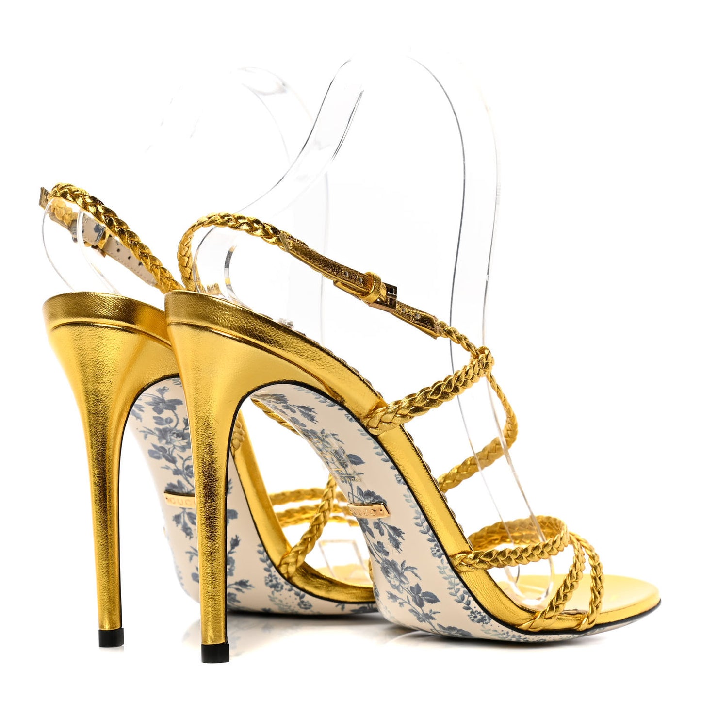 Metallic Nappa Braided Haines High Heel Sandals 39.5 Gold