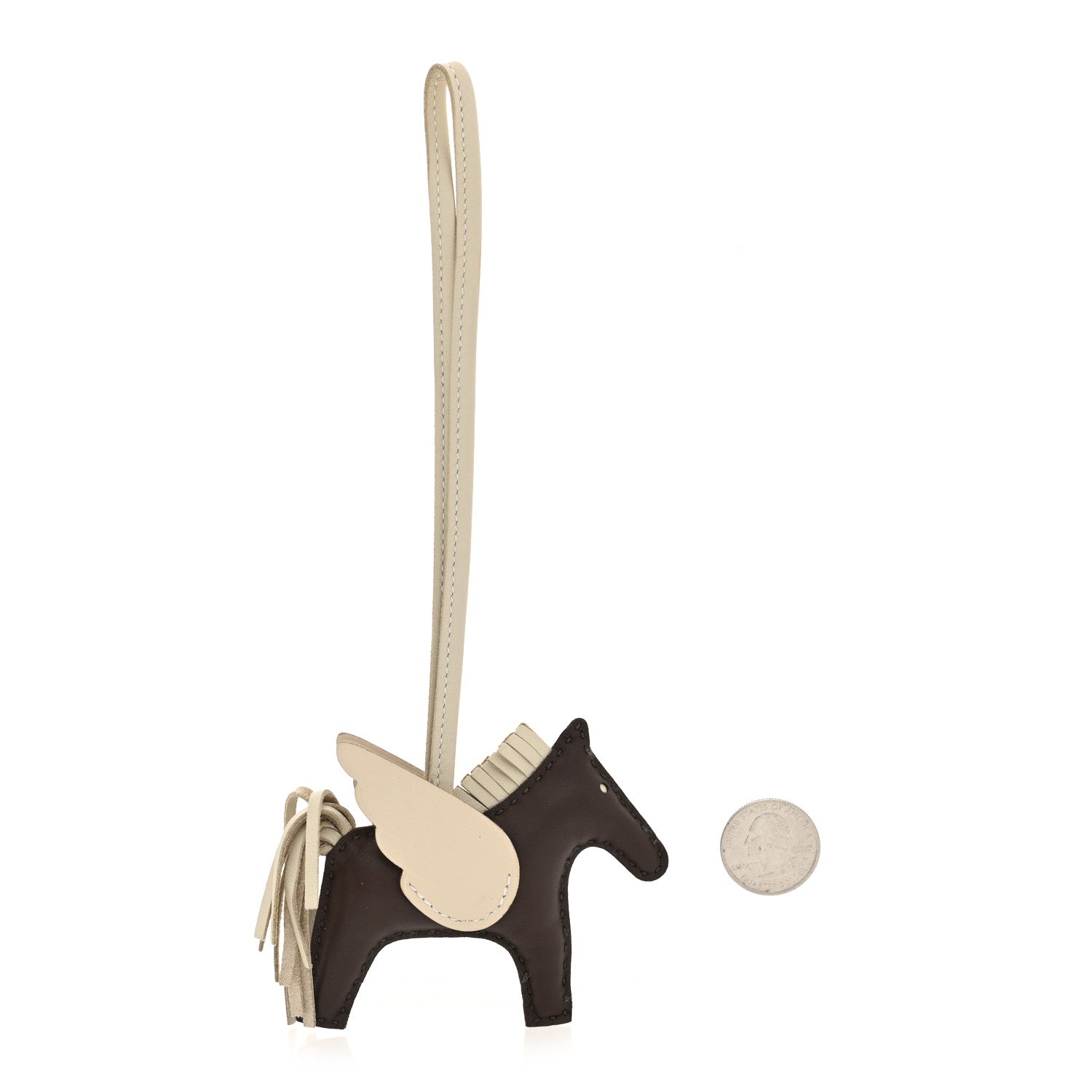Hermes Milo Lambskin Grigri Rodeo Pegase Horse Bag Charm PM Chocolat Craie 2 of 5